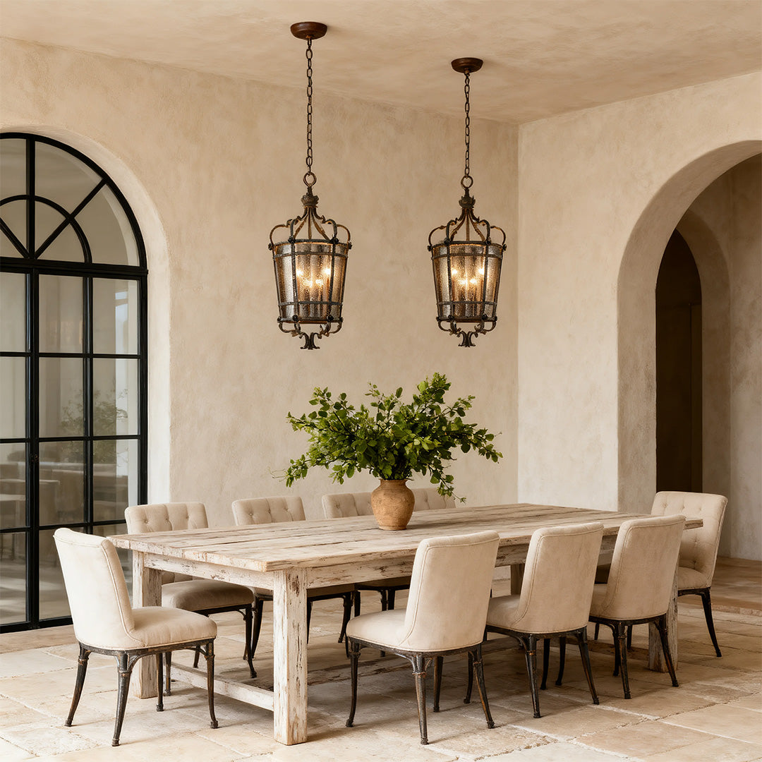 Italian Pendant Light Antique Bronze Finish Elegant Ceiling Light