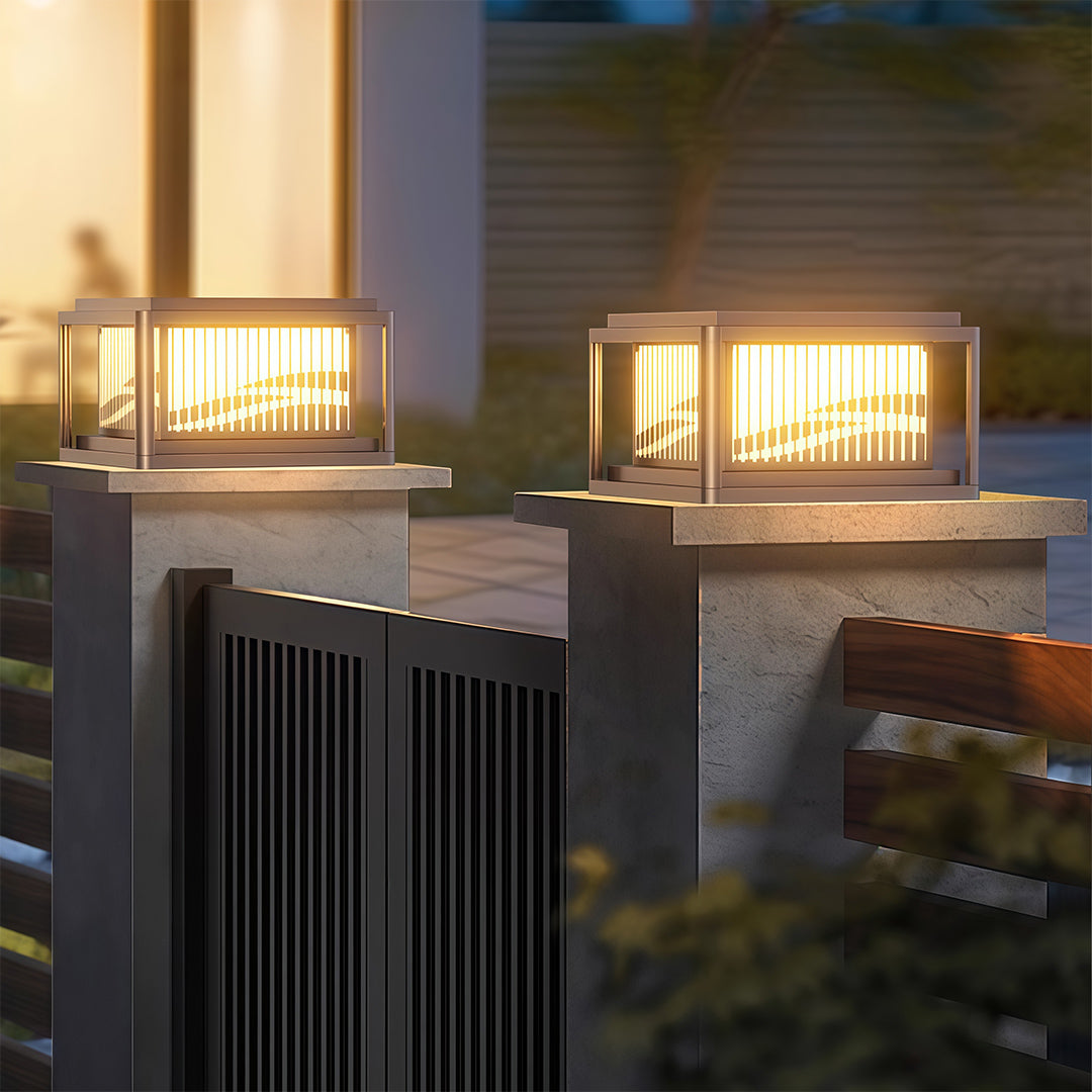 Contemporary Pillar Lights Waterproof Wave Pattern Lamp