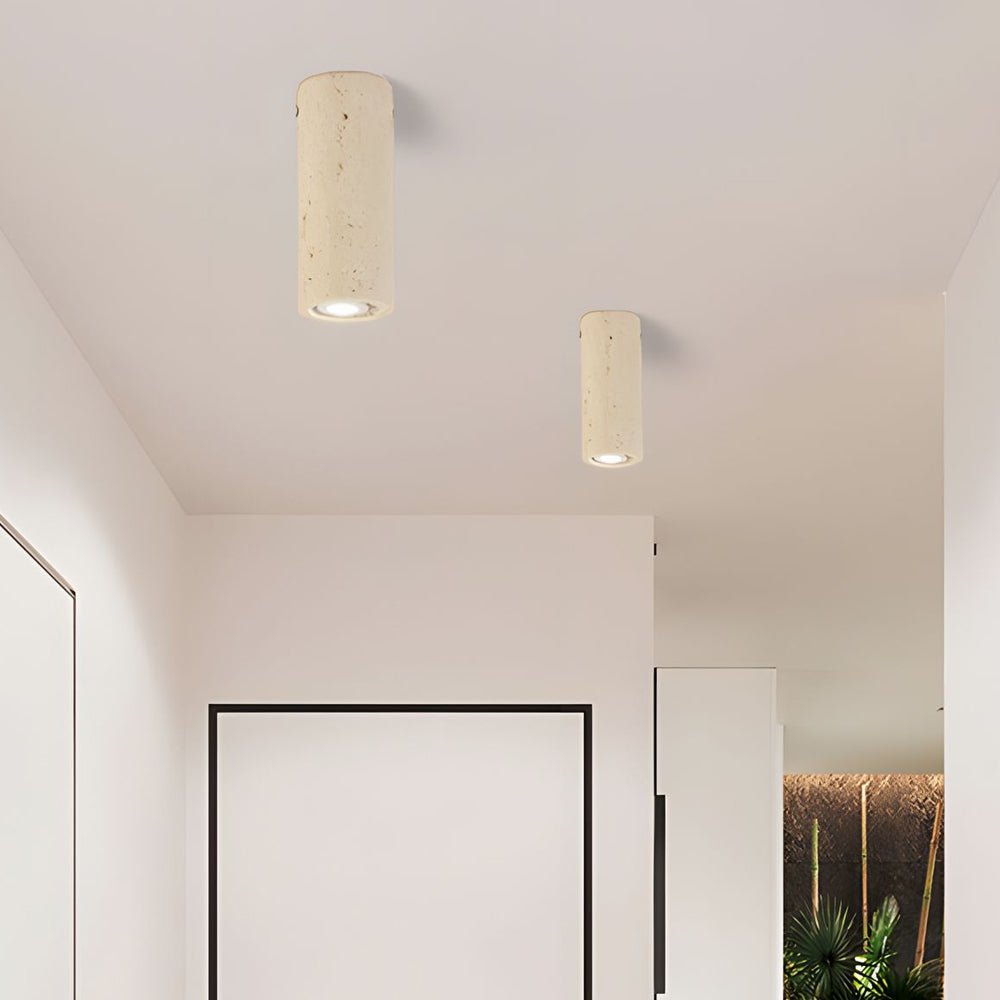 Cylinder Downlight Modern Yellow Travertine Long-Tube Light
