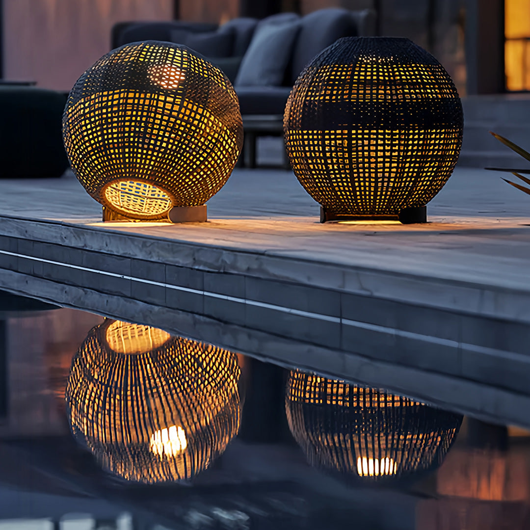 Outdoor Globe Lantern with a Stylish Woven Texture Chic Outdoor Lights