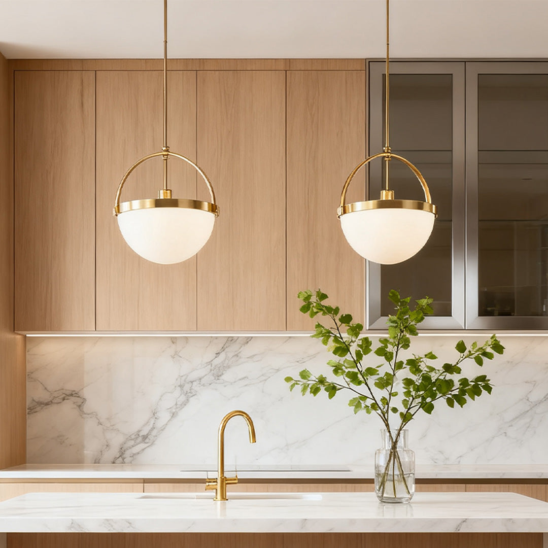 Gold and White Pendant Light with a Minimalist Stylish Ceiling Light