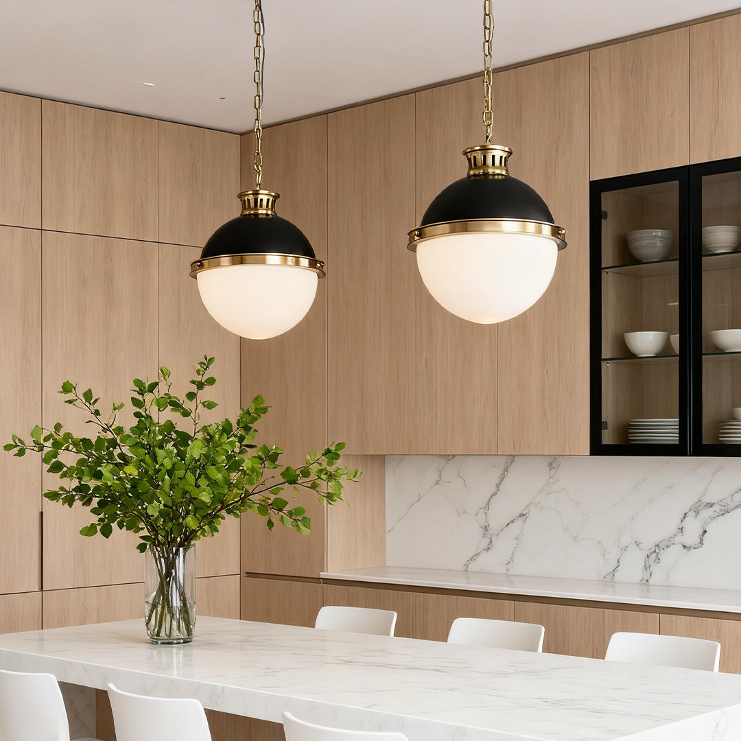 Ball Pendant Light with a Classic Glass Globe Elegant Ceiling Light