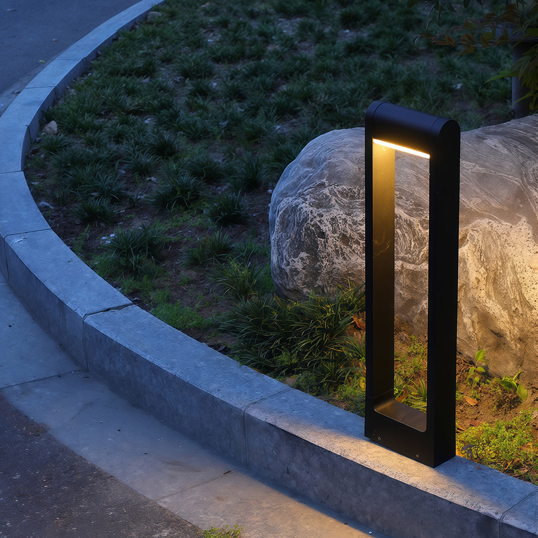 Pathway Bollard Lights Minimalist Black Square Outdoor Light