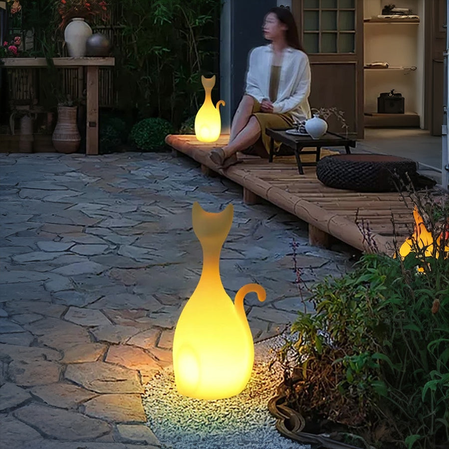 Solar Powered Animal Garden Lights PE Material Cat Animal Lighting