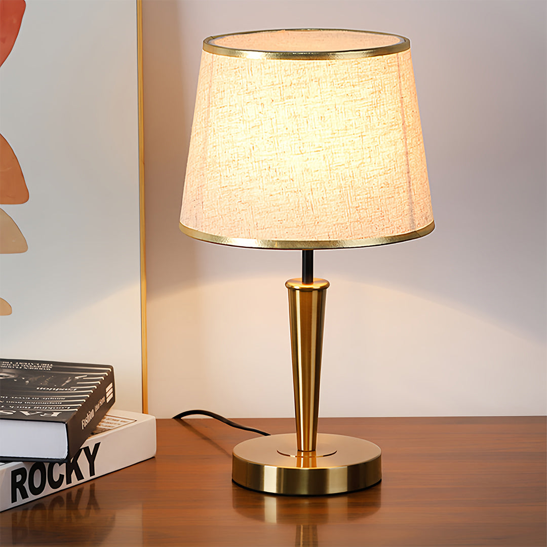 Modern Brass Table Lamps Nordic Elegant Fabric Shade Decorative Lamp