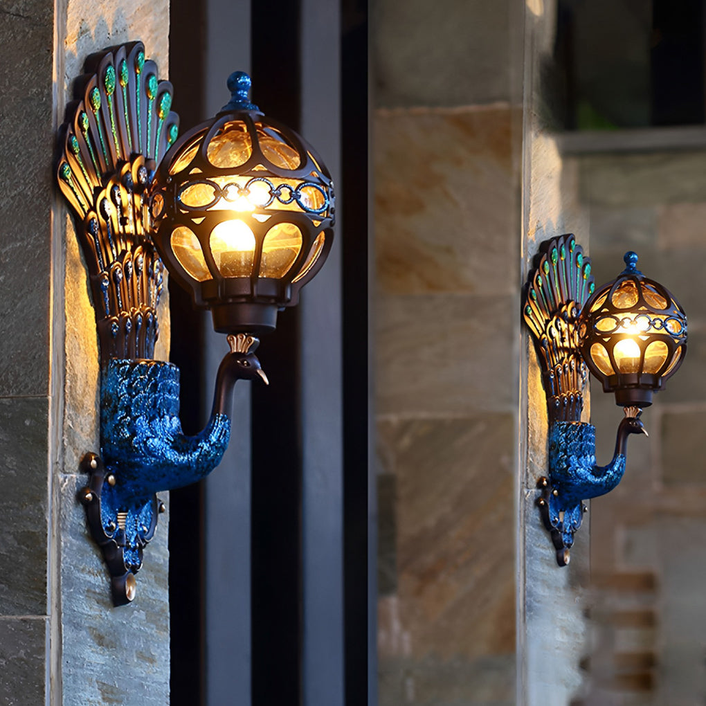 Peacock Wall Light Waterproof Retro European Aluminum Wall Sconce