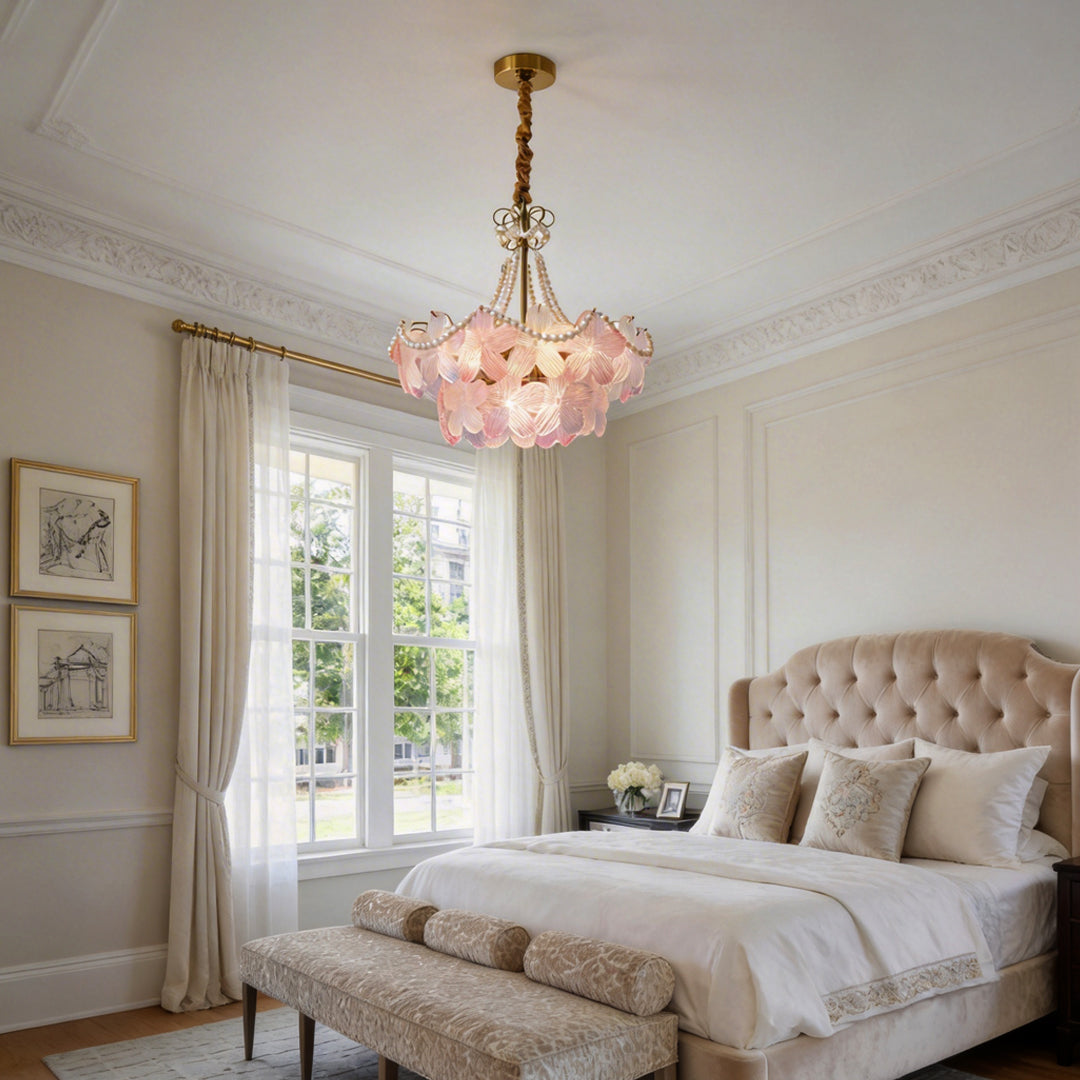 Pearl Flower Chandelier French Layered Elegance Ceiling Light