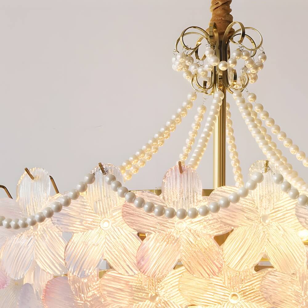 Pearl Flower Chandelier French Layered Elegance Ceiling Light