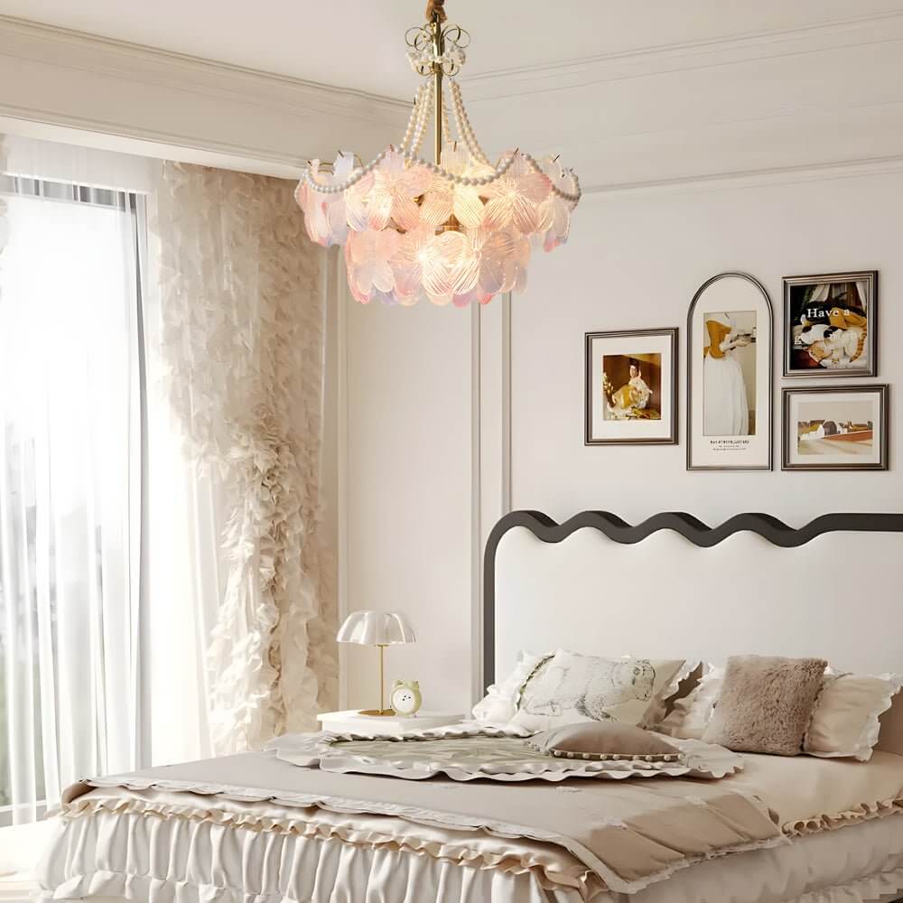 Pearl Flower Chandelier French Layered Elegance Ceiling Light