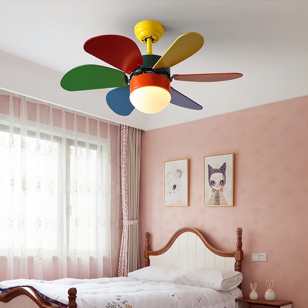 Colored Fan with Light Creative Mini Children's Room Ceiling Fan