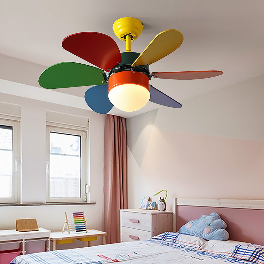 Colored Fan with Light Creative Mini Children's Room Ceiling Fan