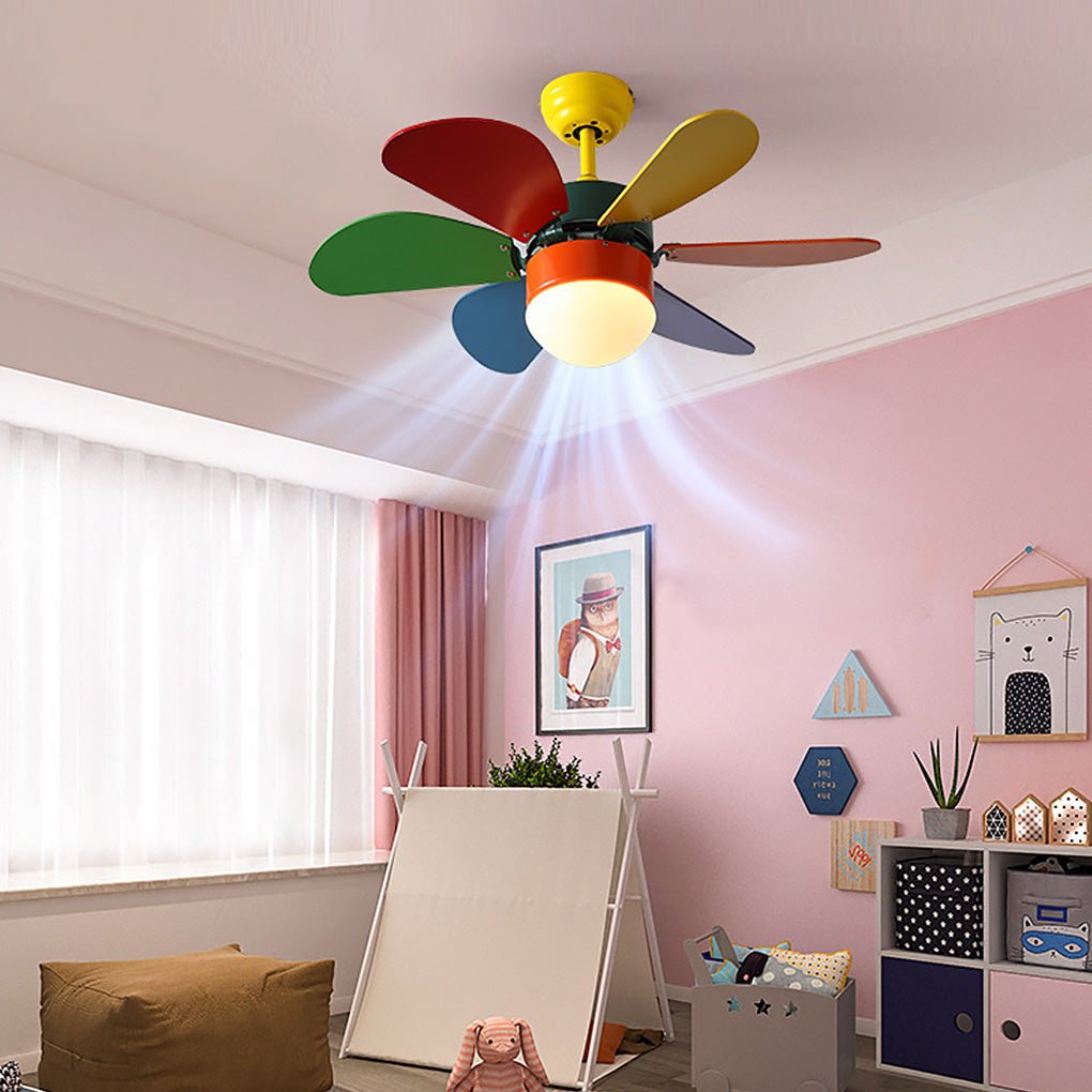 Colored Fan with Light Creative Mini Children's Room Ceiling Fan