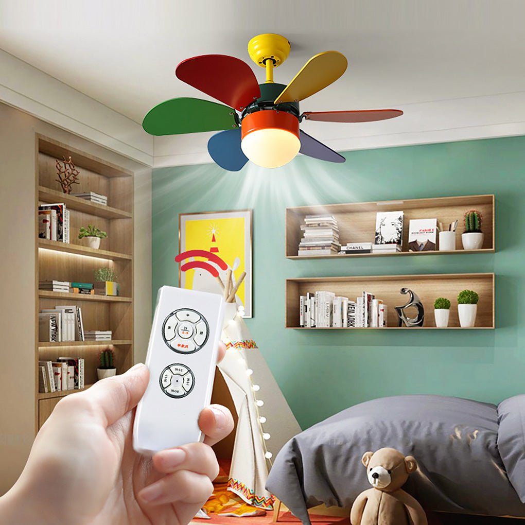 Colored Fan with Light Creative Mini Children's Room Ceiling Fan