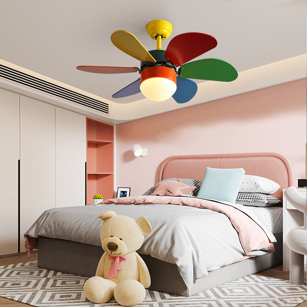 Colored Fan with Light Creative Mini Children's Room Ceiling Fan