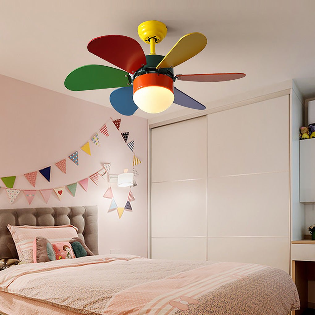 Colored Fan with Light Creative Mini Children's Room Ceiling Fan