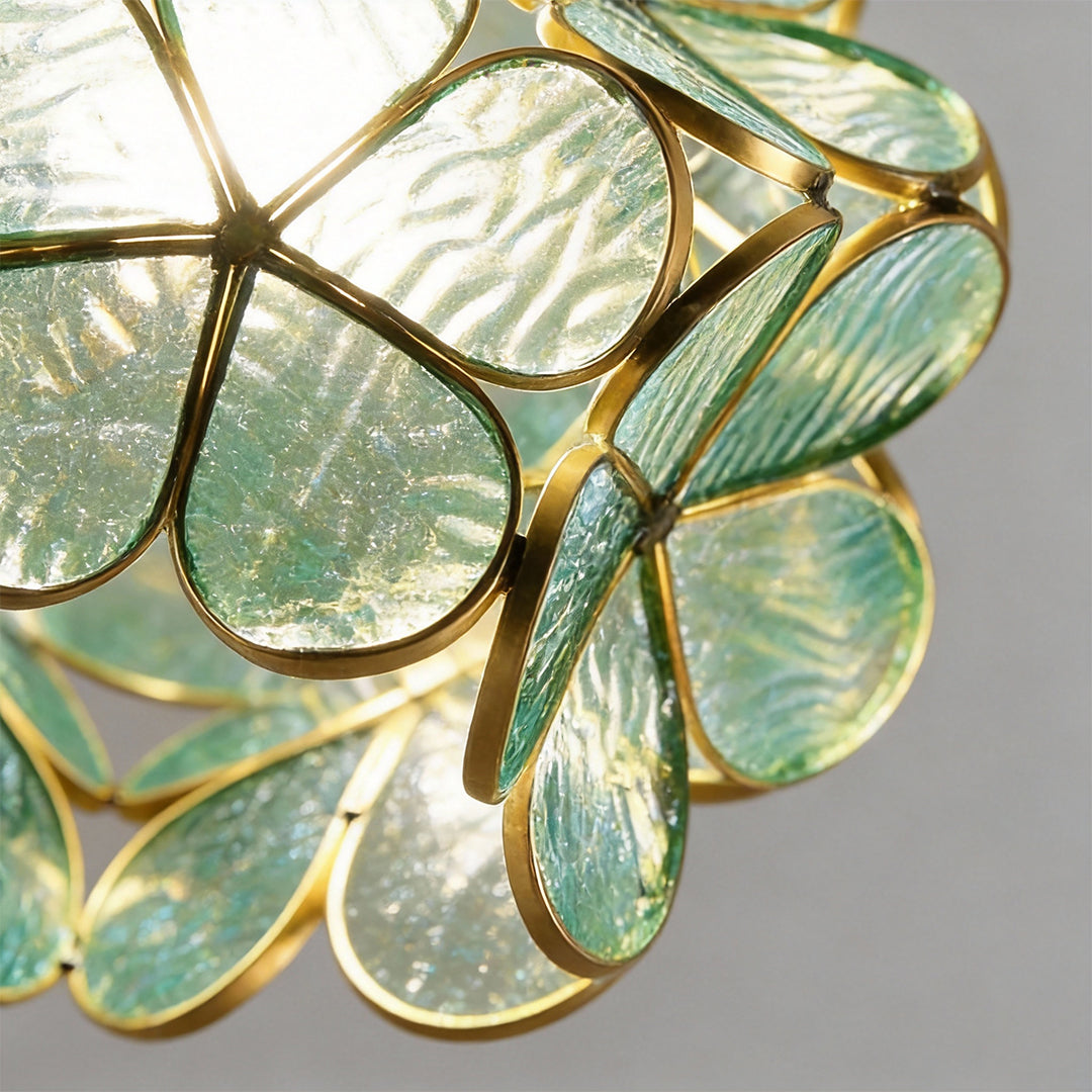 Petal Shaped Ceiling Lights French Brass Glass LED Light