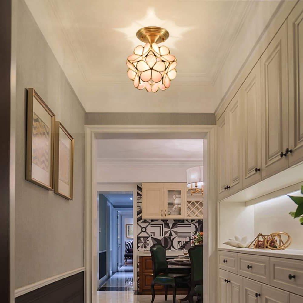Petal Shaped Ceiling Lights French Brass Glass LED Light