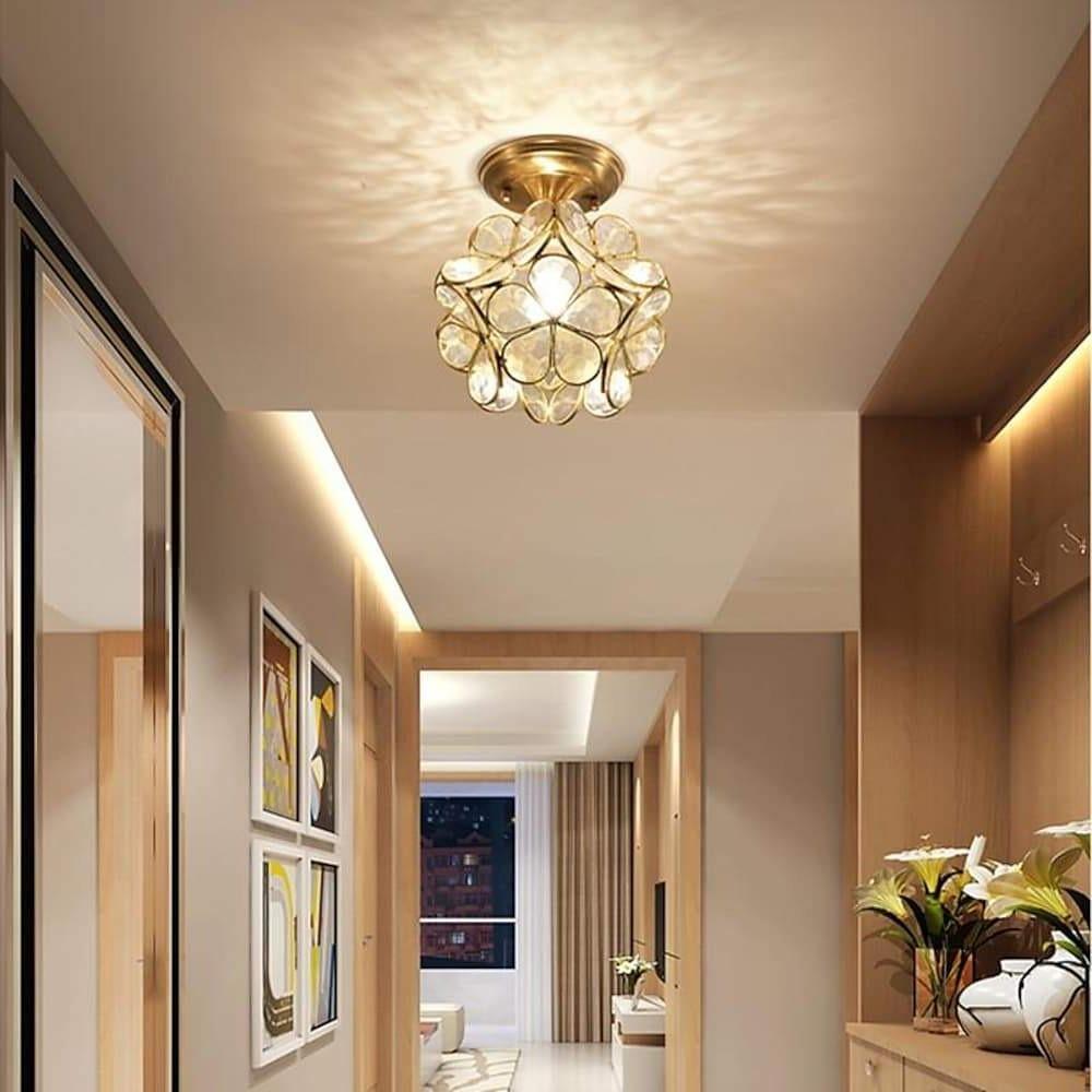 Petal Shaped Ceiling Lights French Brass Glass LED Light