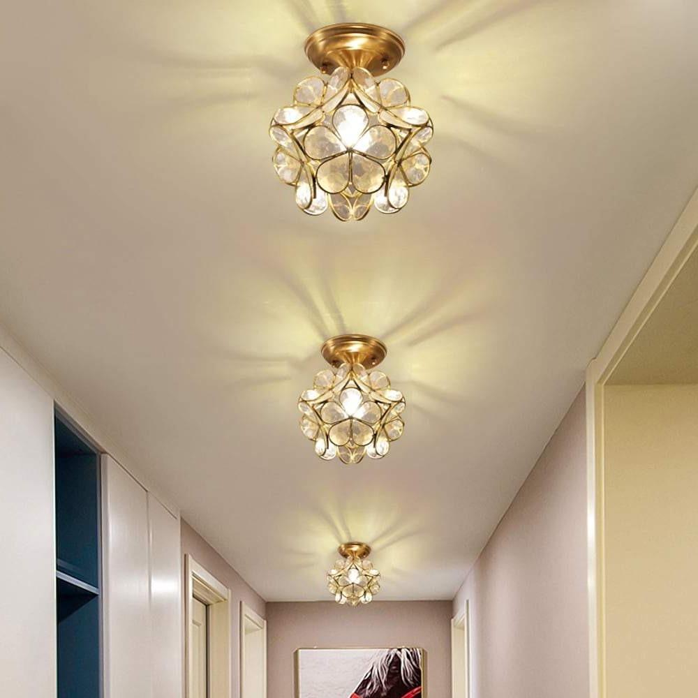Petal Shaped Ceiling Lights French Brass Glass LED Light