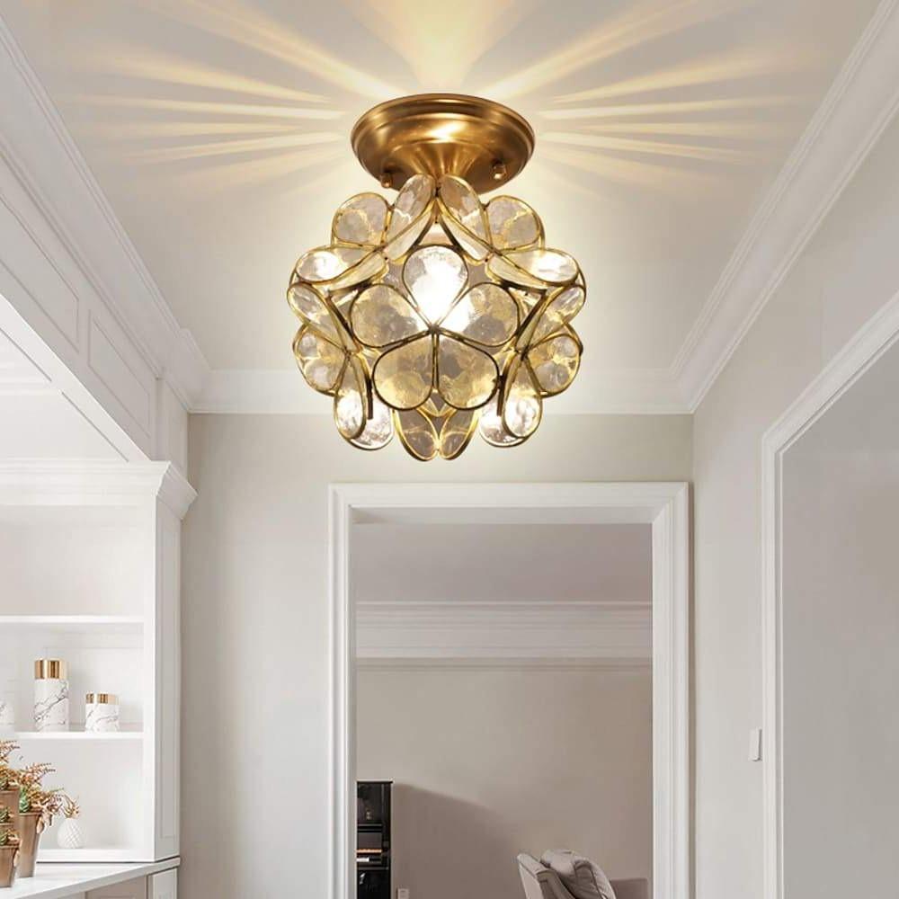 Petal Shaped Ceiling Lights French Brass Glass LED Light