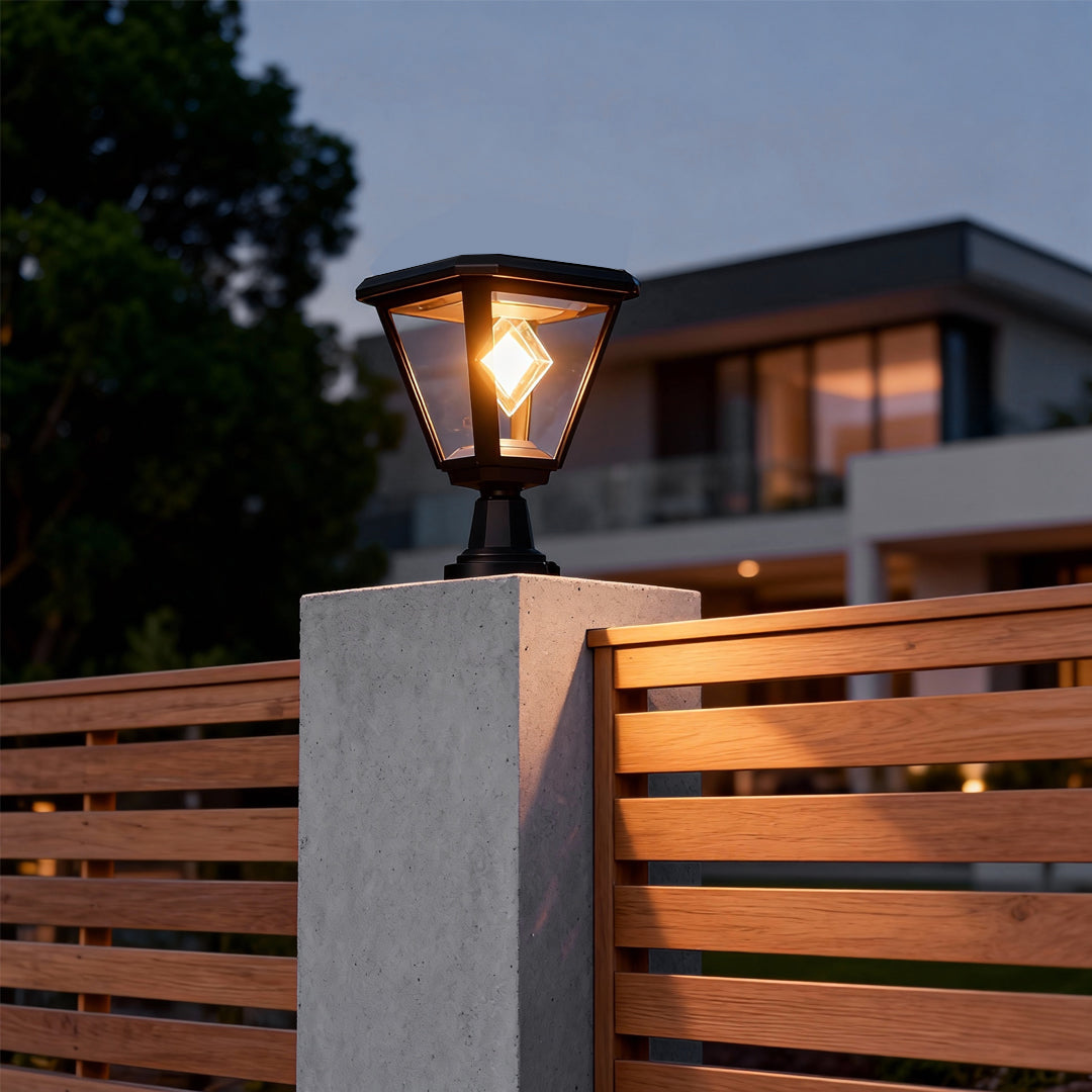 LED Post Cap Lights Outdoor Waterproof Black Plastic Light