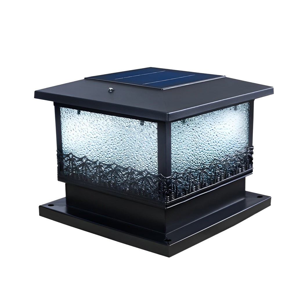 Pillar Solar Lights for Outdoors Retro Black Fence Light