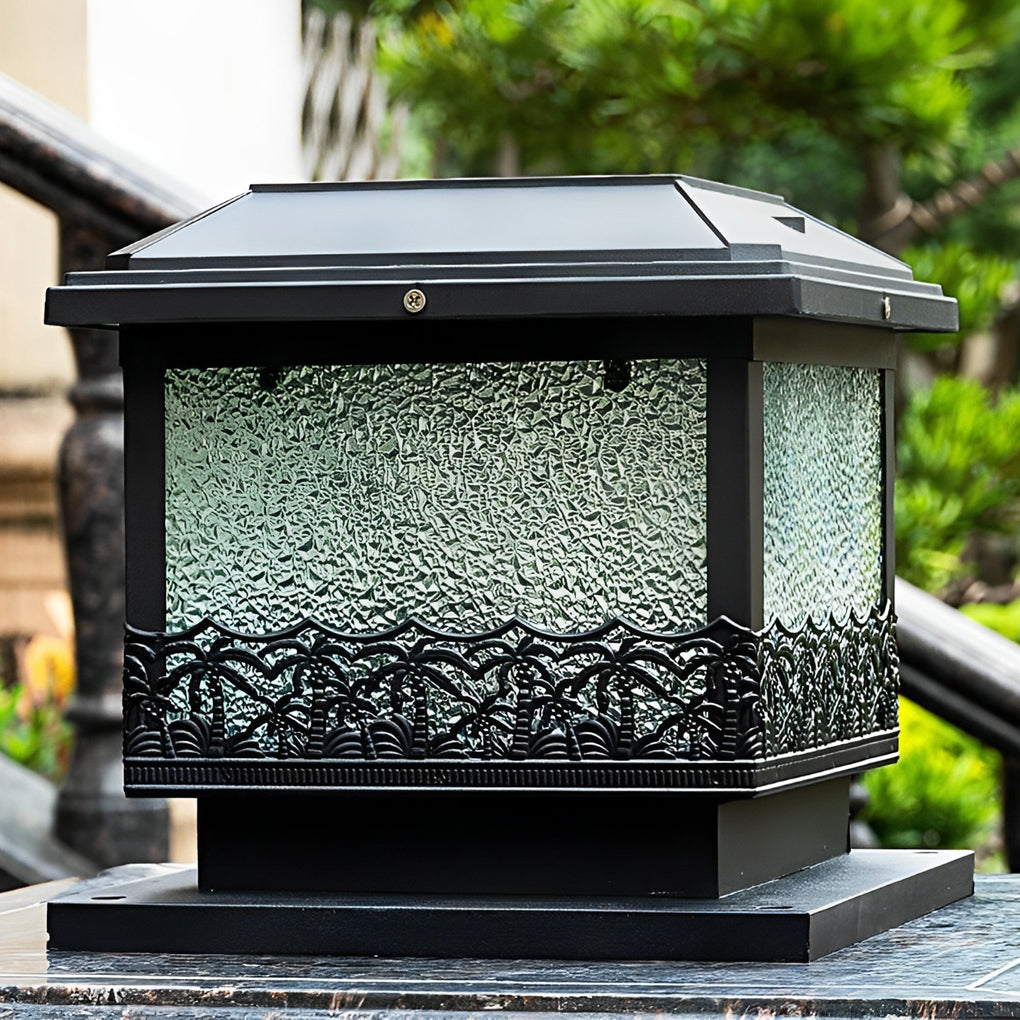 Pillar Solar Lights for Outdoors Retro Black Fence Light