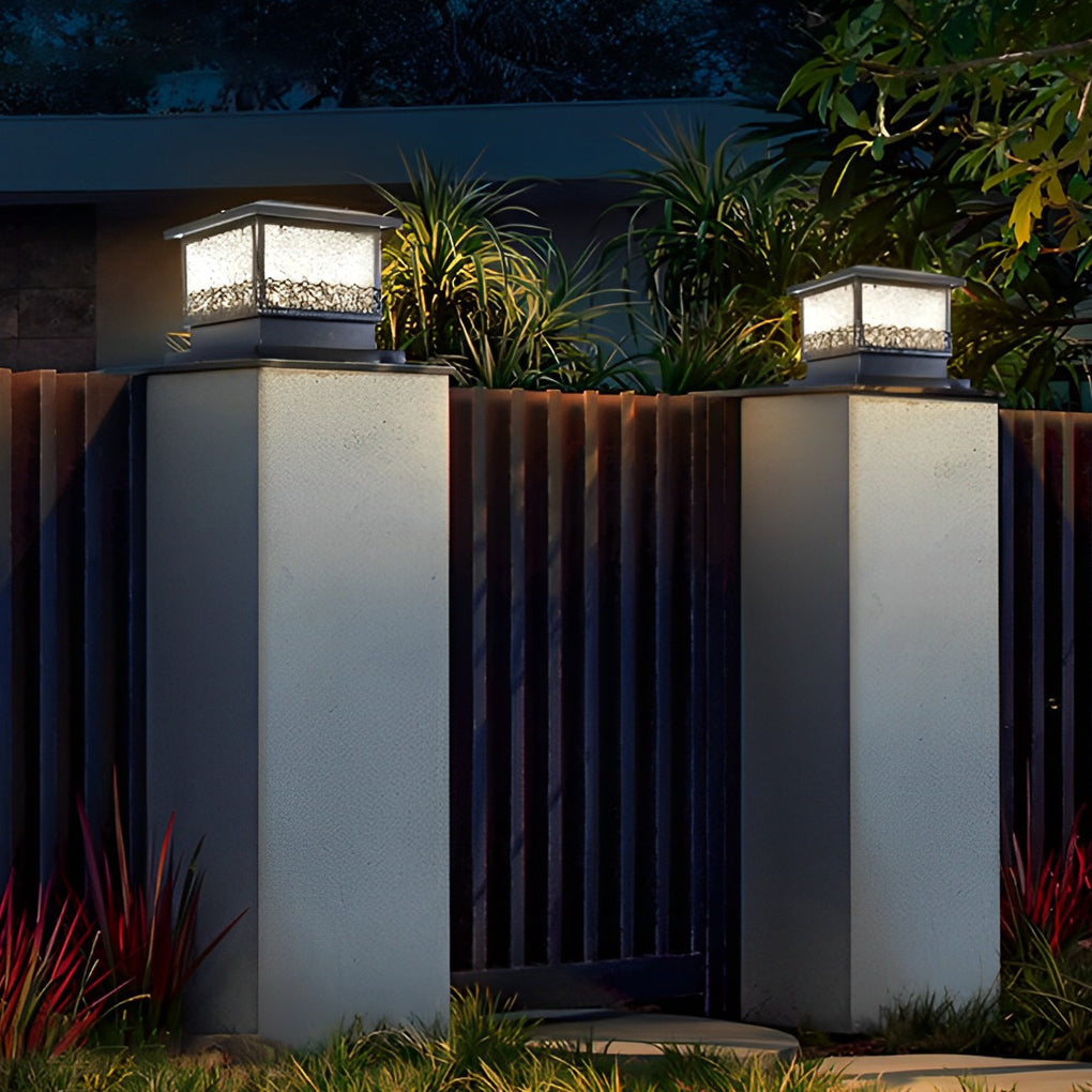 Pillar Solar Lights for Outdoors Retro Black Fence Light