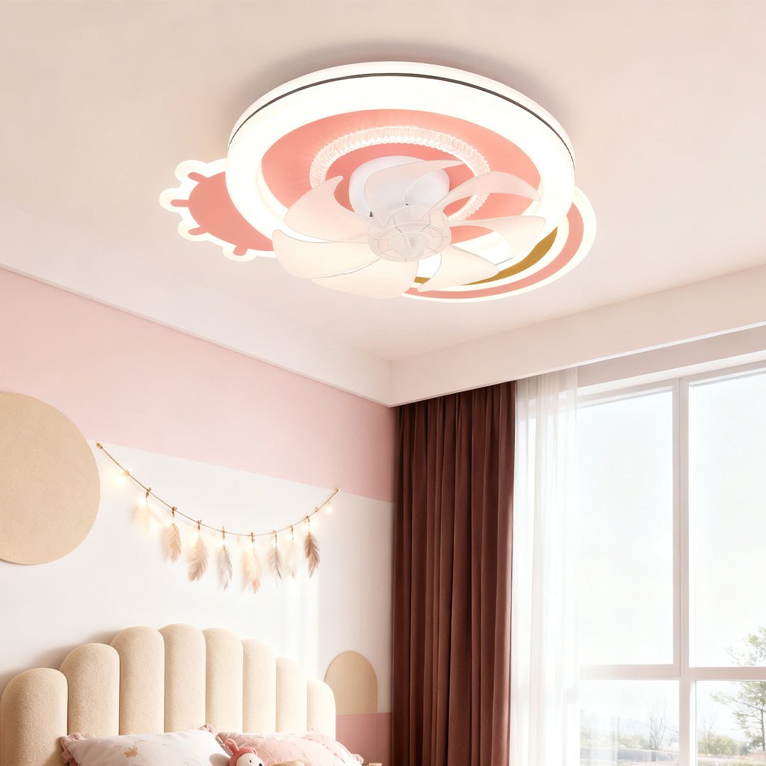 Beautiful Ceiling Fans with Lights Pink and White LED Dimmable Lamp