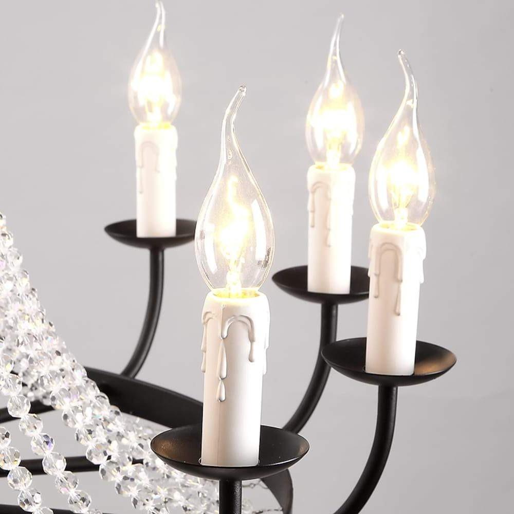 Empire Wagon Wheel Chandelier - 8/10/12 Candle Lights, 20'' Adjustable Chain, Crystal Accents
