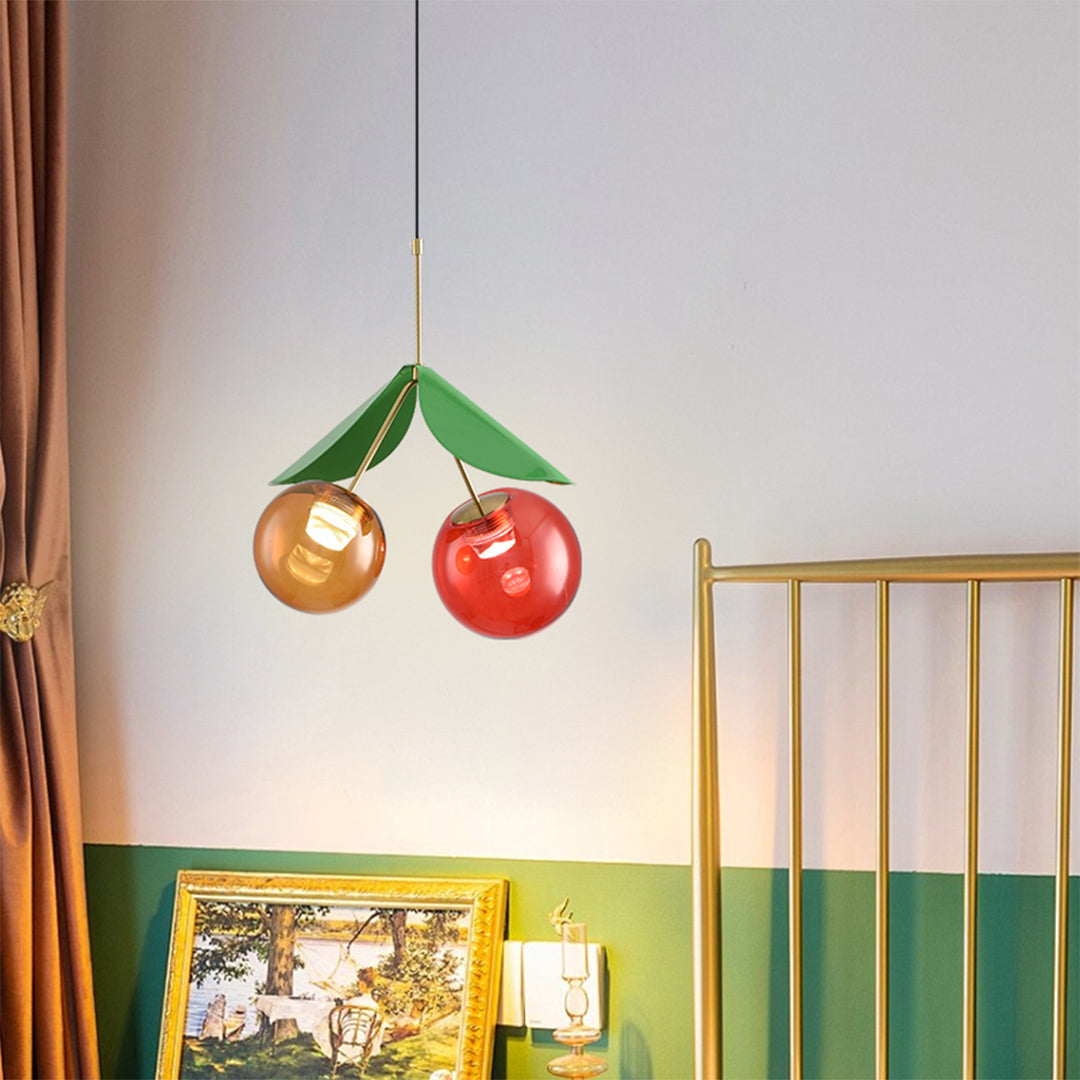 Glass Globe Pendant Light Fixture Nordic Creative Cherry LED Artistic Ceiling Light