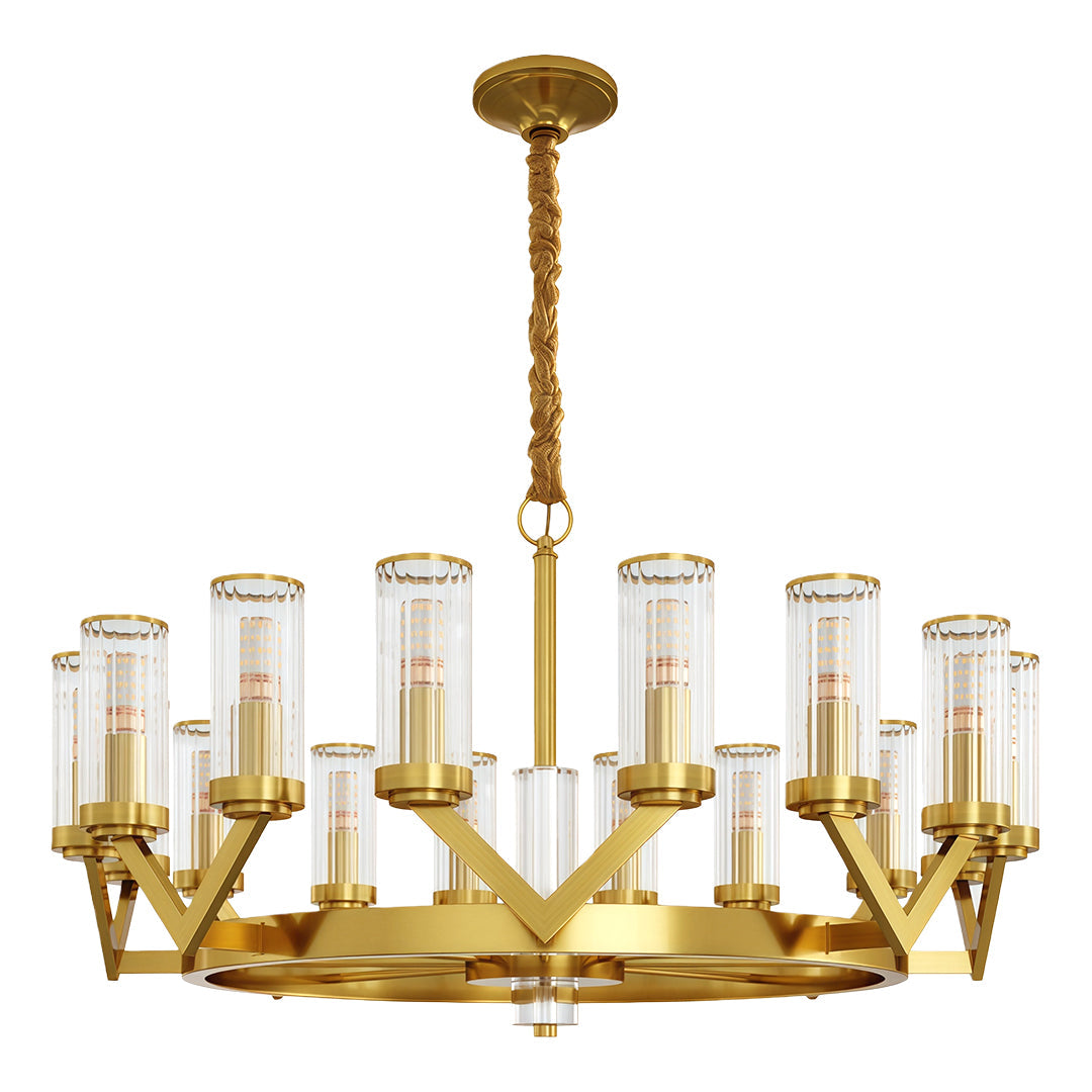 Glass Drop Chandelier High-End Luxury Copper Ceiling Light
