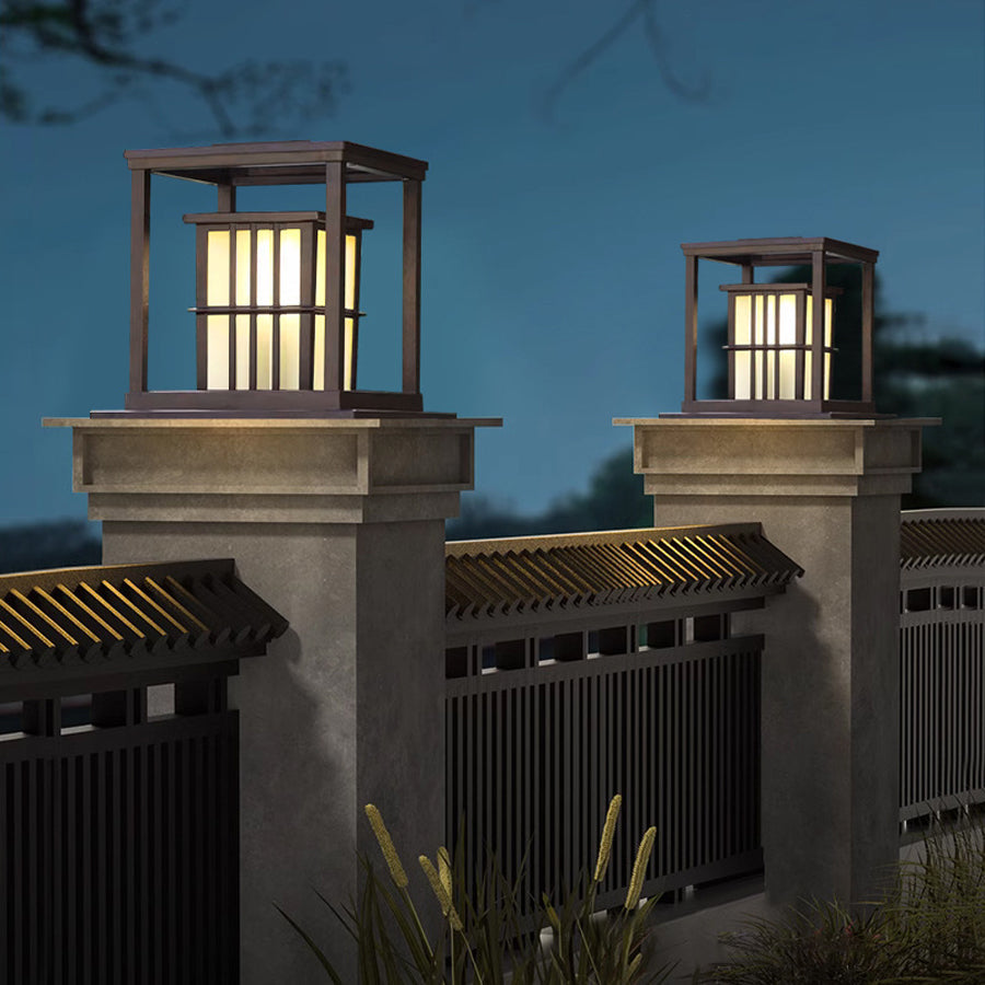 Square Exterior Pillar Lights Modern Style