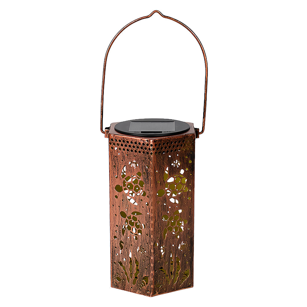 Red Outdoor Lantern Iron Body with Hollow-Out Design Solar Light