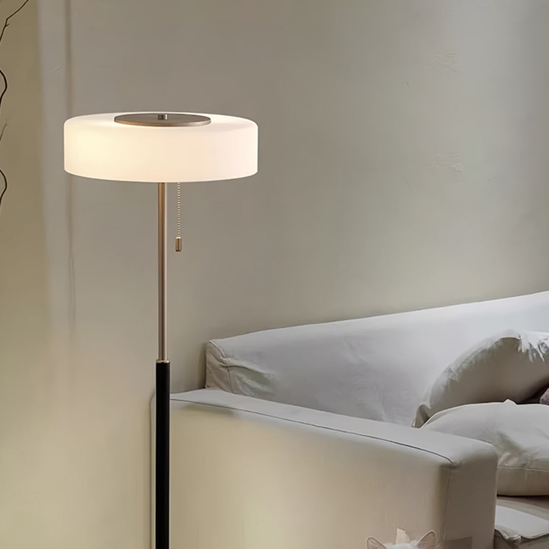 Floor Lamp with LED Drum Shade Elegant Ambient Tall Standing Light