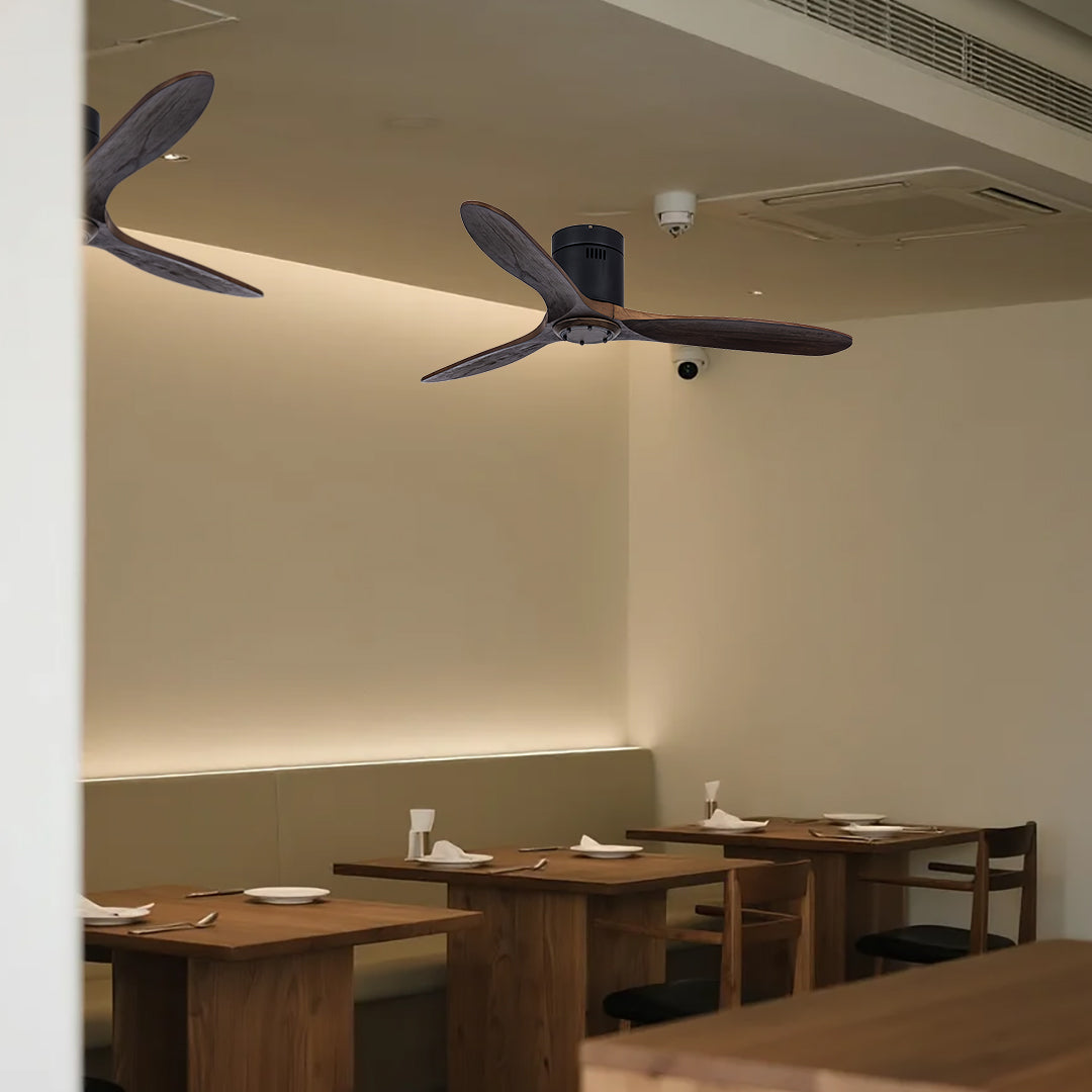 Three Blade Ceiling Fan with Light LED Remote Control Wood Ceiling Fan