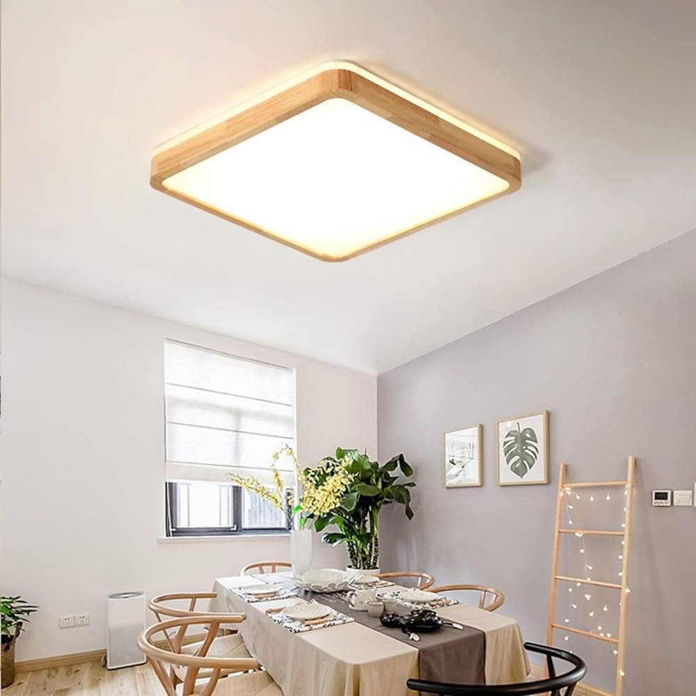 Circular Kitchen Flush Mount Lighting Wood Acrylic LED Ceiling Lights