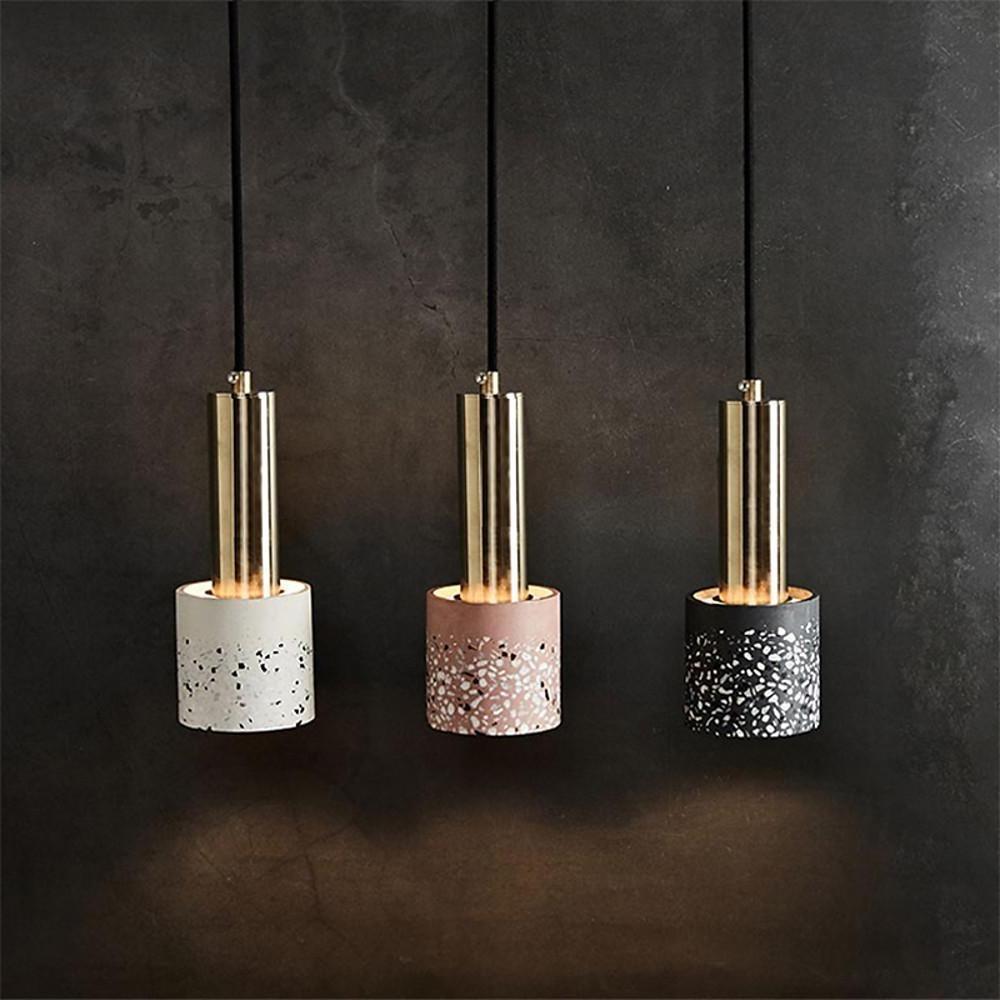 Cylinder Concrete LED Electroplated Nordic Pendant Light