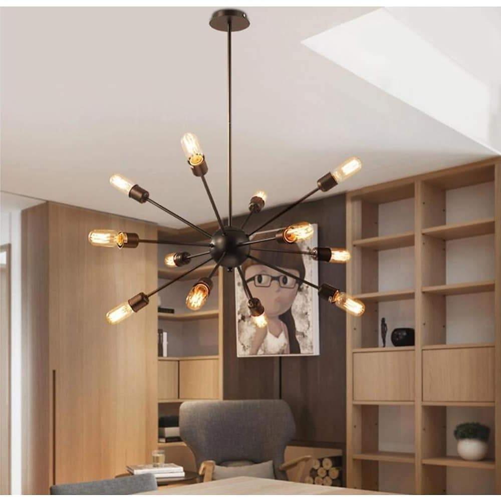 Modern Silver Sputnik Chandelier Dining Room & Kitchen Chandelier with 12 Bulbs