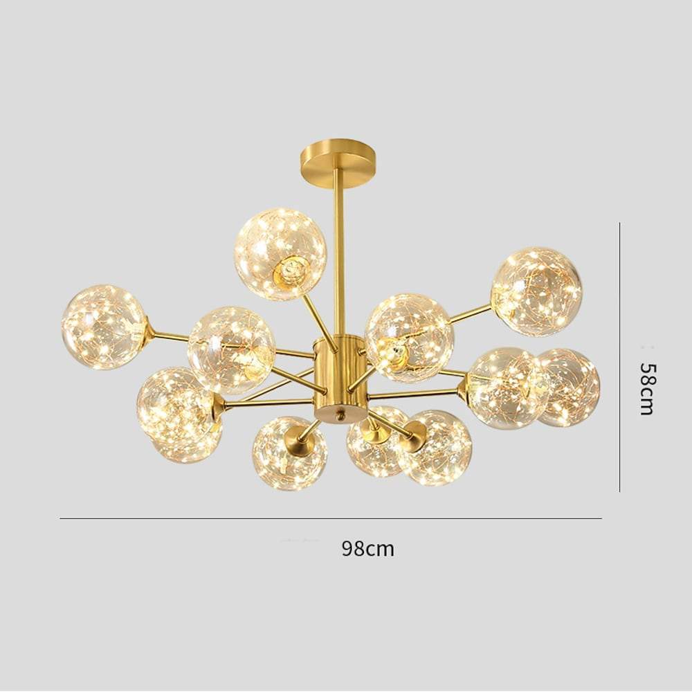 6-light LED Glass and Gold Chandelier Kitchen Pendant Lighting