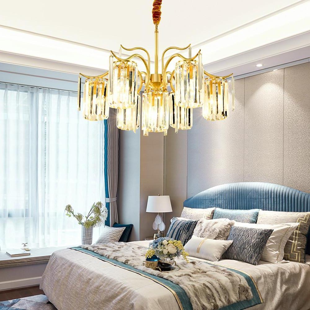 Classical Gold Chandelier Light LED Copper Glass Crystal Modern Chandeliers