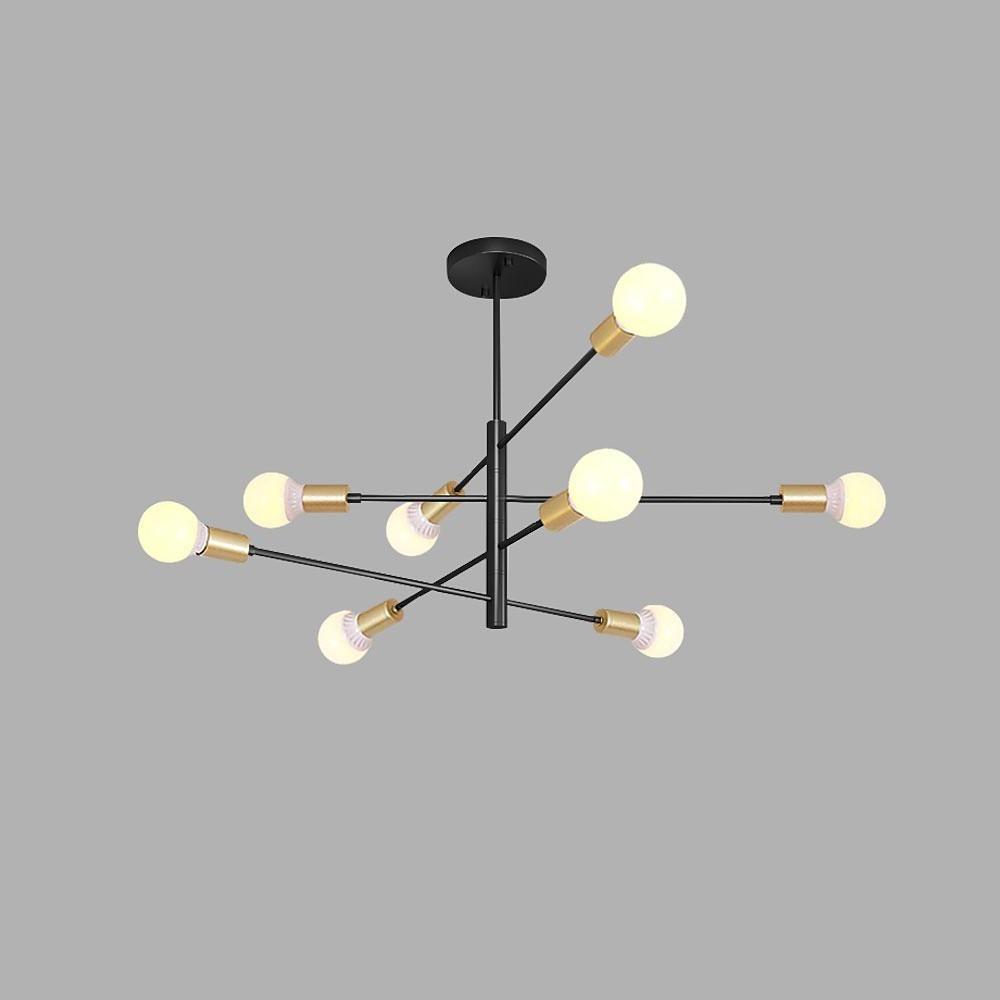 Modern Sputnik LED Geometric Chandelier Living Room Black Linear Chandelier 8 Bulbs