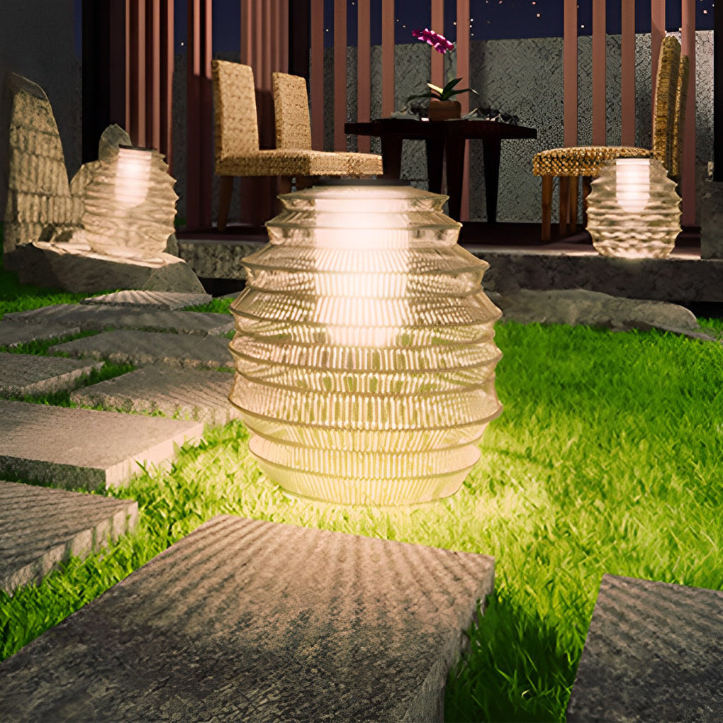 Rattan Outdoor Lantern Modern Waterproof LED Solar Light