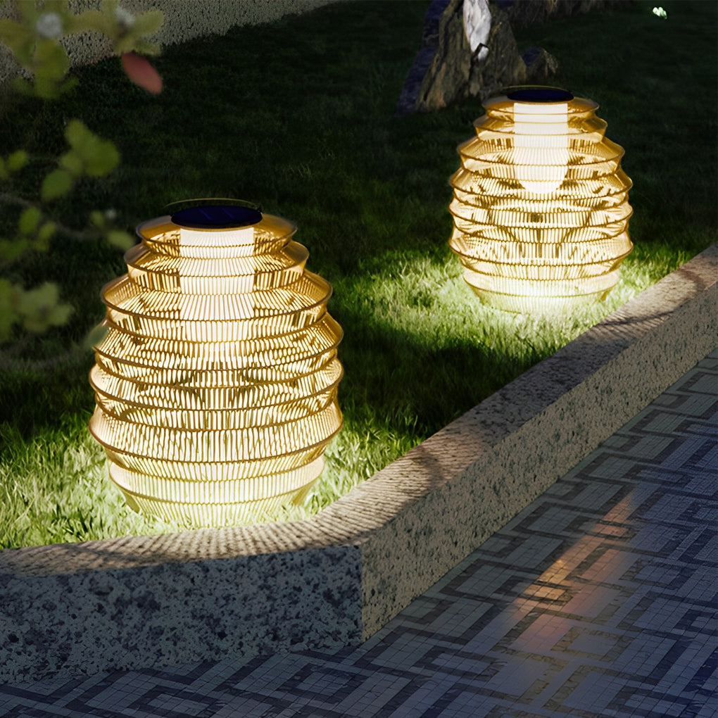 Rattan Outdoor Lantern Modern Waterproof LED Solar Light