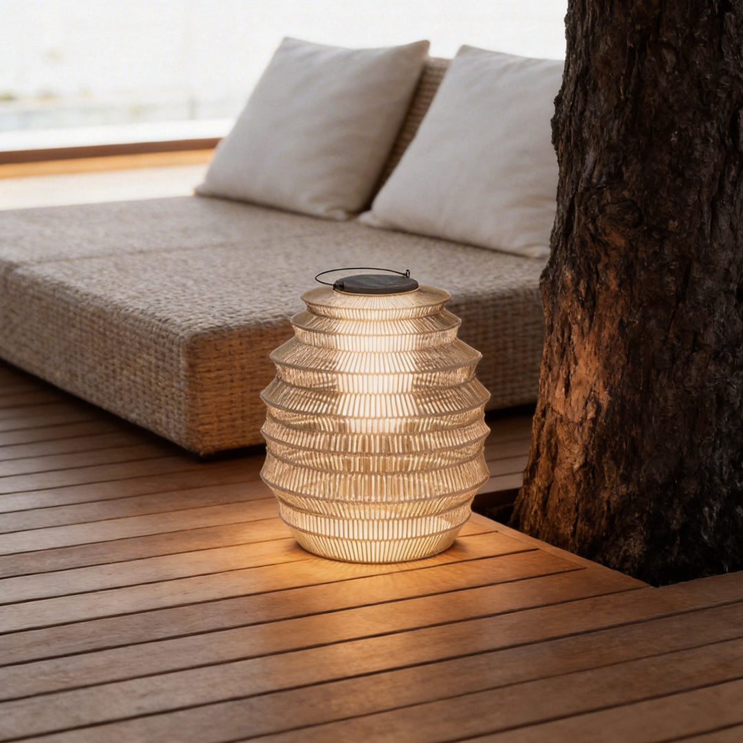 Rattan Outdoor Lantern Modern Waterproof LED Solar Light