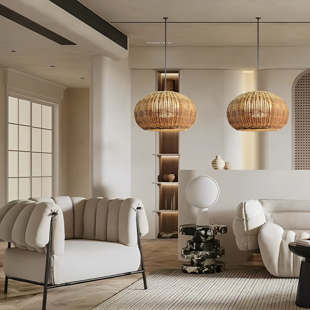 Rattan Outdoor Pendant Light Modern Waterproof Lights