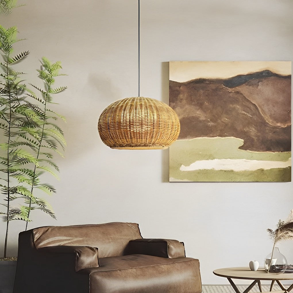 Rattan Outdoor Pendant Light Modern Waterproof Lights