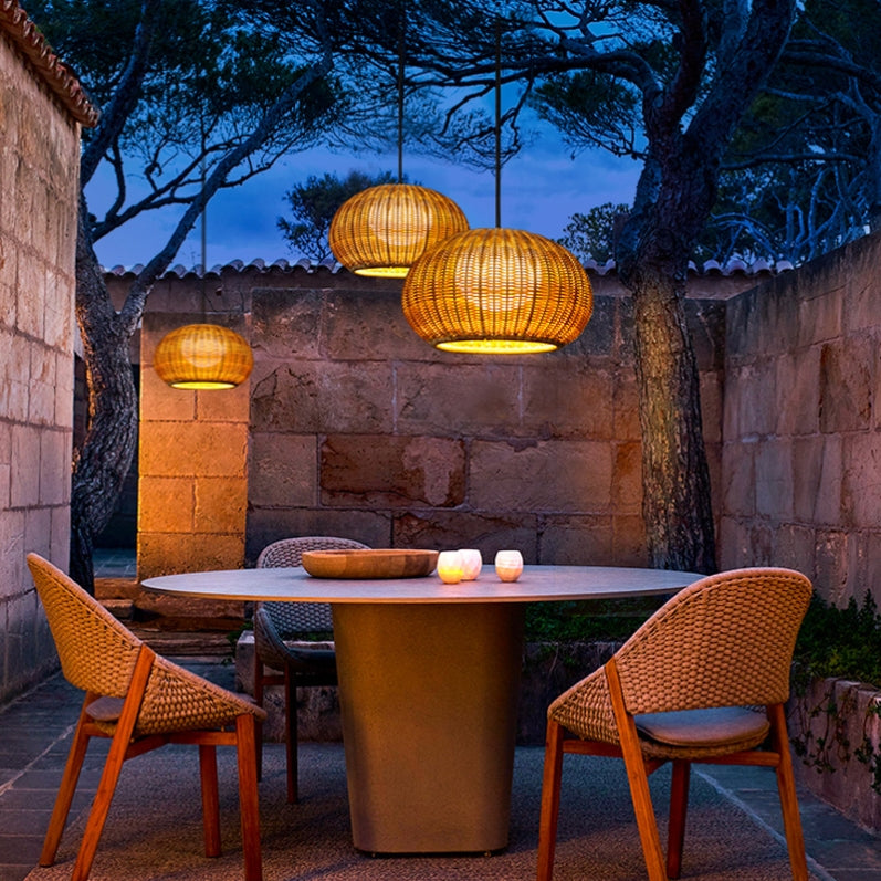 Rattan Outdoor Pendant Light Modern Waterproof Lights