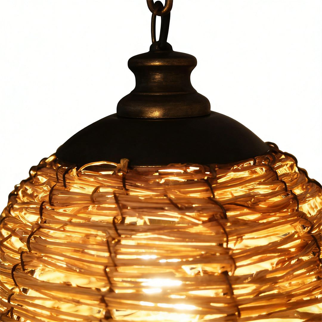 Rattan Wall Lamp Iron Retro Rustic Farmhouse Light