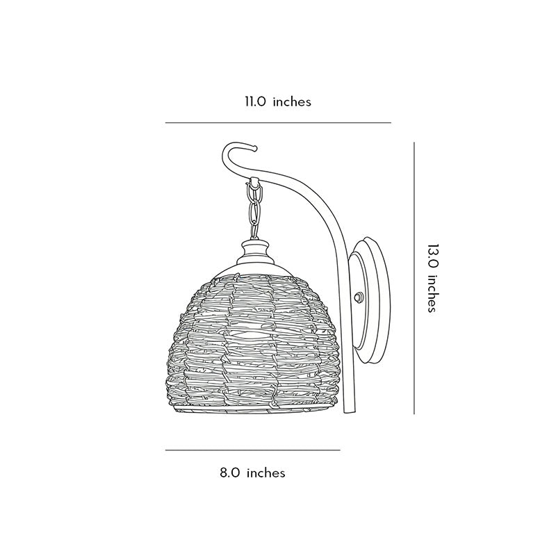Rattan Wall Lamp Iron Retro Rustic Farmhouse Light